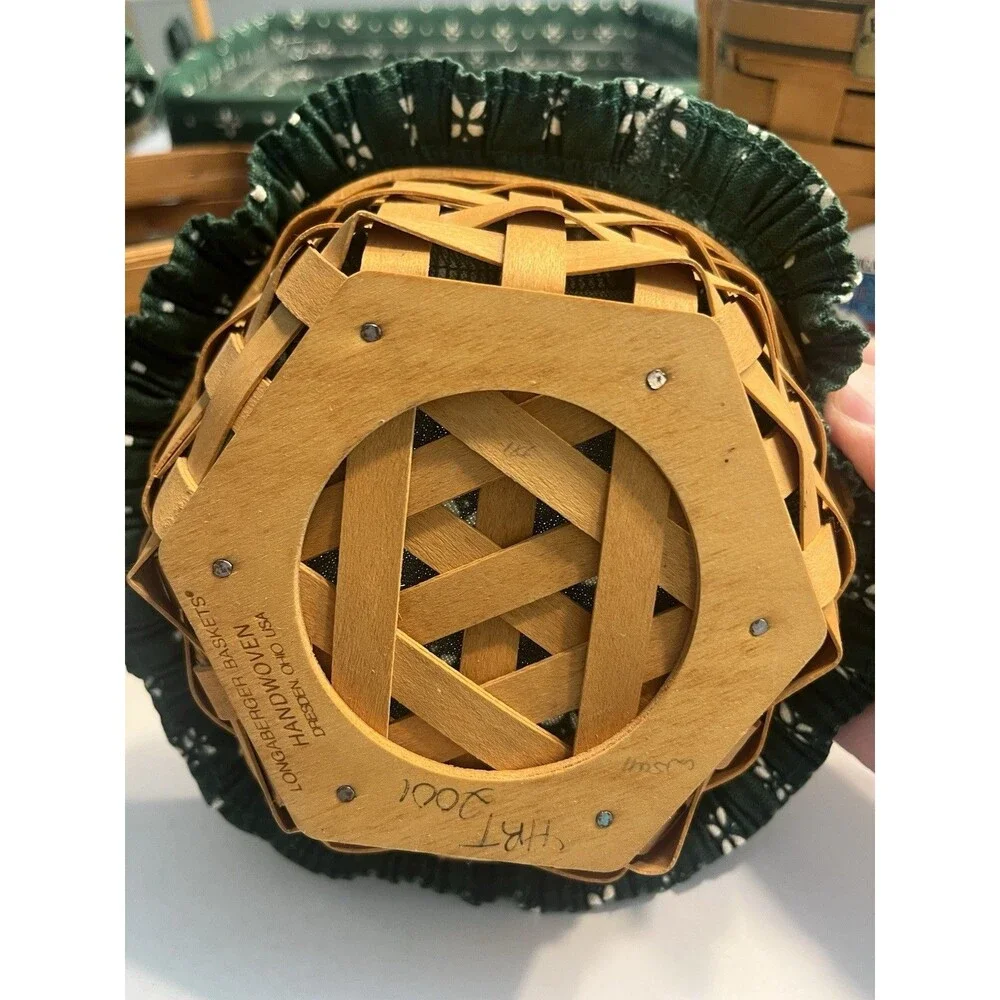 5 Longaberger Basket Pie Bee Small Key Sage Green Traditions Liner Protectors